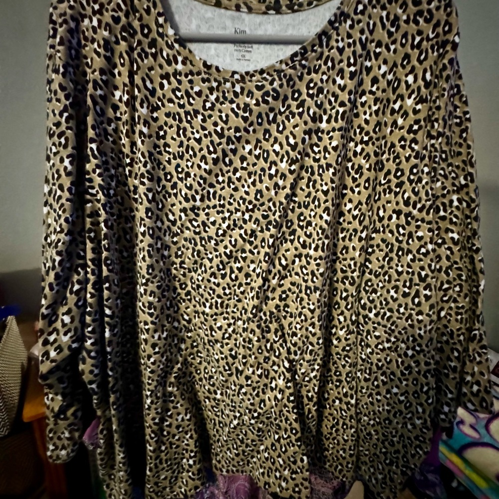 Kim Rogers Tan Leopard Print Blouse